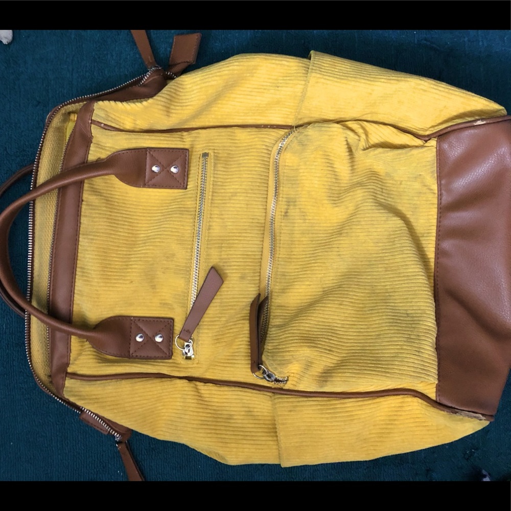 Yellow corduroy Backpack